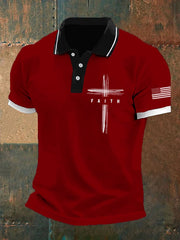Men's Retro Faith Casual Printed Polo Shirt