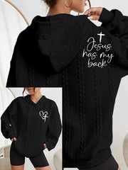 Women's Love Like Jesus Jesus Has My Back Casual Cable Hoodie