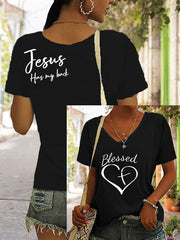 Women's jesus has my back reversible print t-shirt