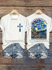 God Turns Broken Pieces Into Masterpieces  Print T-shirt