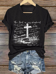 Women'S Casual The Lord Is My Shepherd Christian Print Short Sleeve T-Shirt