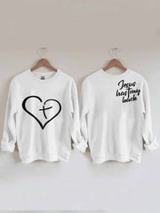 Women's JESUS has my back Print Sweatshirt