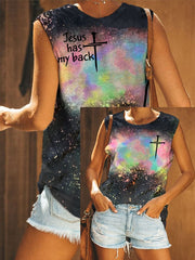 Women's Jesus Has My Back Tie-dye Sleeveless T-Shirt