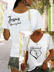 Women's jesus has my back reversible print t-shirt