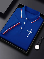 Men'S Classic Cross Print Polo Shirt