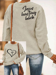 Women's JESUS has my back Print Sweatshirt