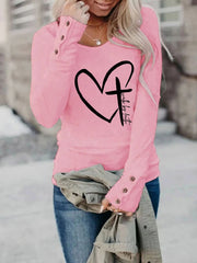 Women's Love Cross Walk By Faith Jesus Has My Back Print Button Top