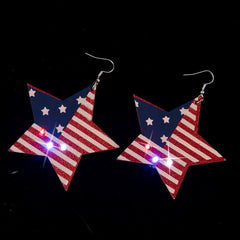 American Independence Day LED lights Five-Pointed Star Glowing Earrings