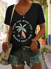 Women'S Casual Christian Scripture Graphic Print Short Sleeve T-Shirt