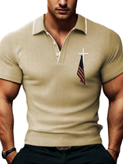 Men's Cross Flag Waffle Polo Shirt