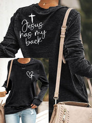 Women's Love Like Jesus Jesus Has My Back Print Sweatshirts