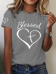 Women's Blessed Heart Print T-Shirt