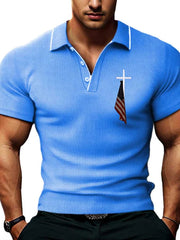 Men's Cross Flag Waffle Polo Shirt