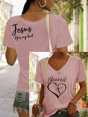 Women's jesus has my back reversible print t-shirt