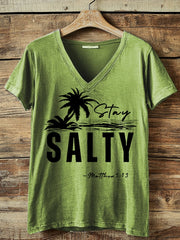 Women's Stay Salty Matthew 5:13 V-Neck T-Shirt