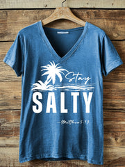 Women's Stay Salty Matthew 5:13 V-Neck T-Shirt