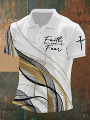 Polo de manga corta con estampado "Fe sobre el miedo" para hombre