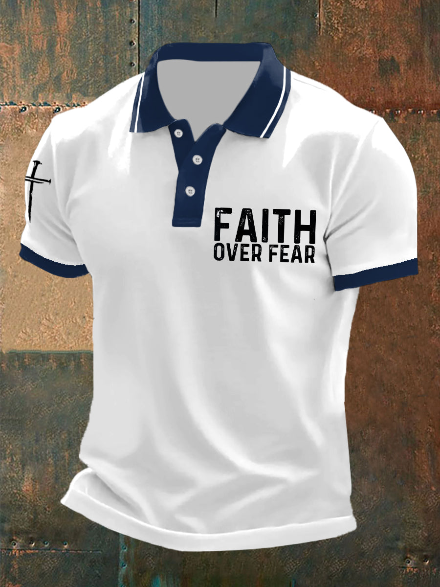 Men's Faith Over Fear Cross Faith Casual Polo
