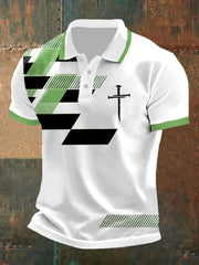 Men's Bible Verse “ Yeshua King OF Kings Lord Of Lords” Printed POLO Short Sleeve T-Shirt