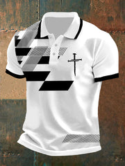 Men's Bible Verse “ Yeshua King OF Kings Lord Of Lords” Printed POLO Short Sleeve T-Shirt