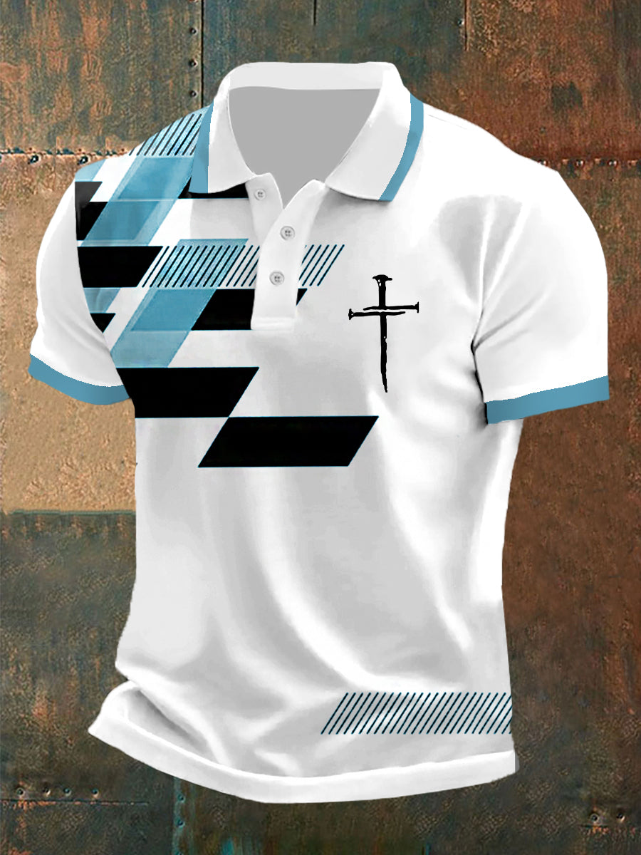 Men's Bible Verse “ Yeshua King OF Kings Lord Of Lords” Printed POLO Short Sleeve T-Shirt