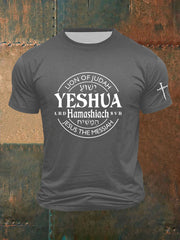 Camiseta informal con estampado de Yeshua Hamashiach para hombre