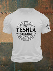 Camiseta informal con estampado de Yeshua Hamashiach para hombre