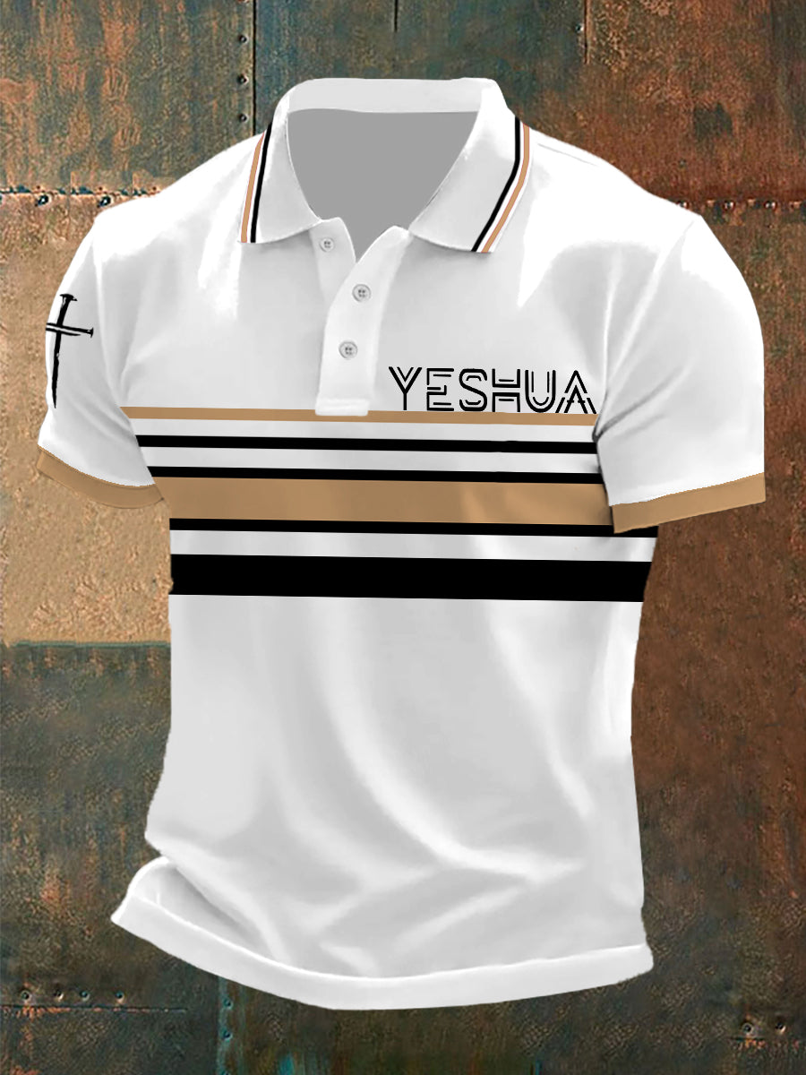 Polo casual con estampado de rayas Yeshua para hombre