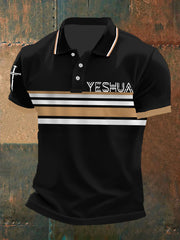 Polo casual con estampado de rayas Yeshua para hombre