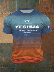 Camiseta de manga corta con estampado de cruz de fe de Yeshua para hombre