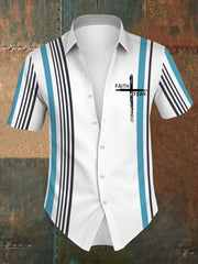 Camisa con estampado de rayas "Fe sobre el miedo" para hombre