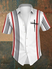 Camisa con estampado de rayas "Fe sobre el miedo" para hombre