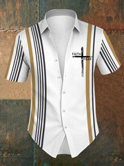 Camisa con estampado de rayas "Fe sobre el miedo" para hombre