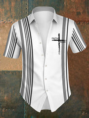Camisa con estampado de rayas "Fe sobre el miedo" para hombre
