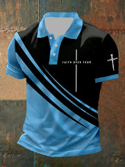 Polo estampado "Fe sobre el miedo" para hombre