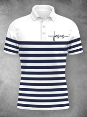 Women's Jesus Stripes Print Casual Polo