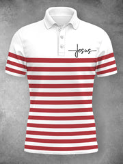 Women's Jesus Stripes Print Casual Polo