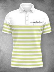 Women's Jesus Stripes Print Casual Polo