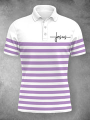Women's Jesus Stripes Print Casual Polo
