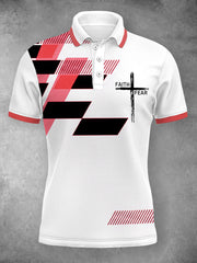 Polo casual con estampado geométrico "Fe sobre el miedo" para mujer