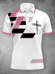 Polo casual con estampado geométrico "Fe sobre el miedo" para mujer