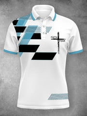 Polo casual con estampado geométrico "Fe sobre el miedo" para mujer