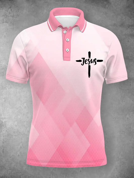 Women's Jesus Cross Faith Geometric Print Casual Polo