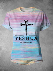 Women's Yeshua The Lion Of Judah Rainbow Print Causal Tee
