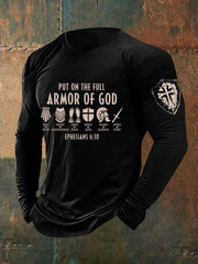 Men's Armor Of God Faith Cross Printed Casual Long Sleeves T-shirt