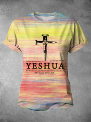 Women's Yeshua The Lion Of Judah Rainbow Print Causal Tee