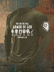 Men's Armor Of God Faith Cross Printed Casual Long Sleeves T-shirt