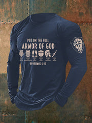 Men's Armor Of God Faith Cross Printed Casual Long Sleeves T-shirt