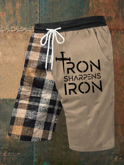 Pantalones cortos casuales con estampado "Iron Sharpens Iron" para hombre