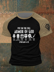 Camiseta informal de manga corta con estampado de la cruz de la fe de la armadura de Dios para hombre